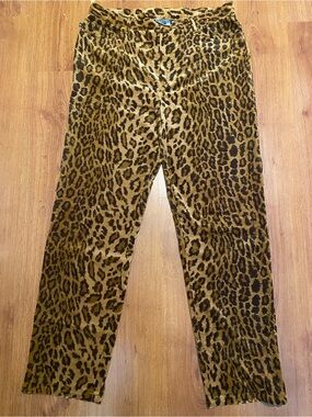 Vintage Lauren Ralph Lauren Leopard Print Velvety Pants - Brown & Black
